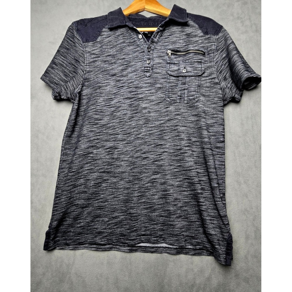 Rock & Republic Shirt Men's L black wash Short Sleeve Stretch Cotton Pockets